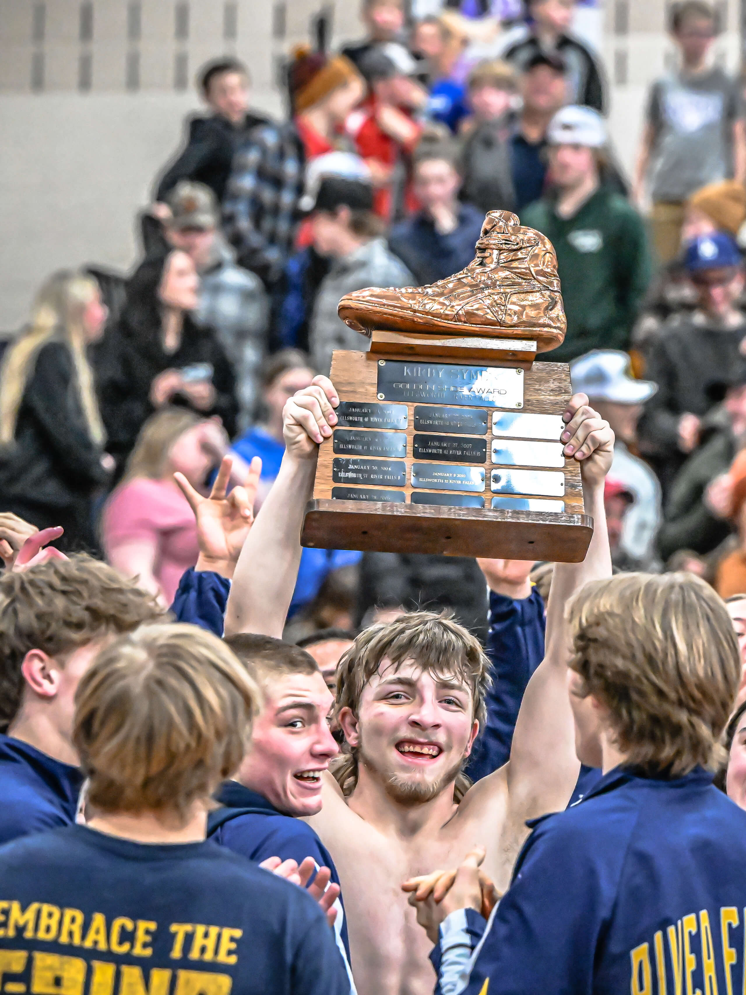 River Falls Wildcat wrestler on the mat